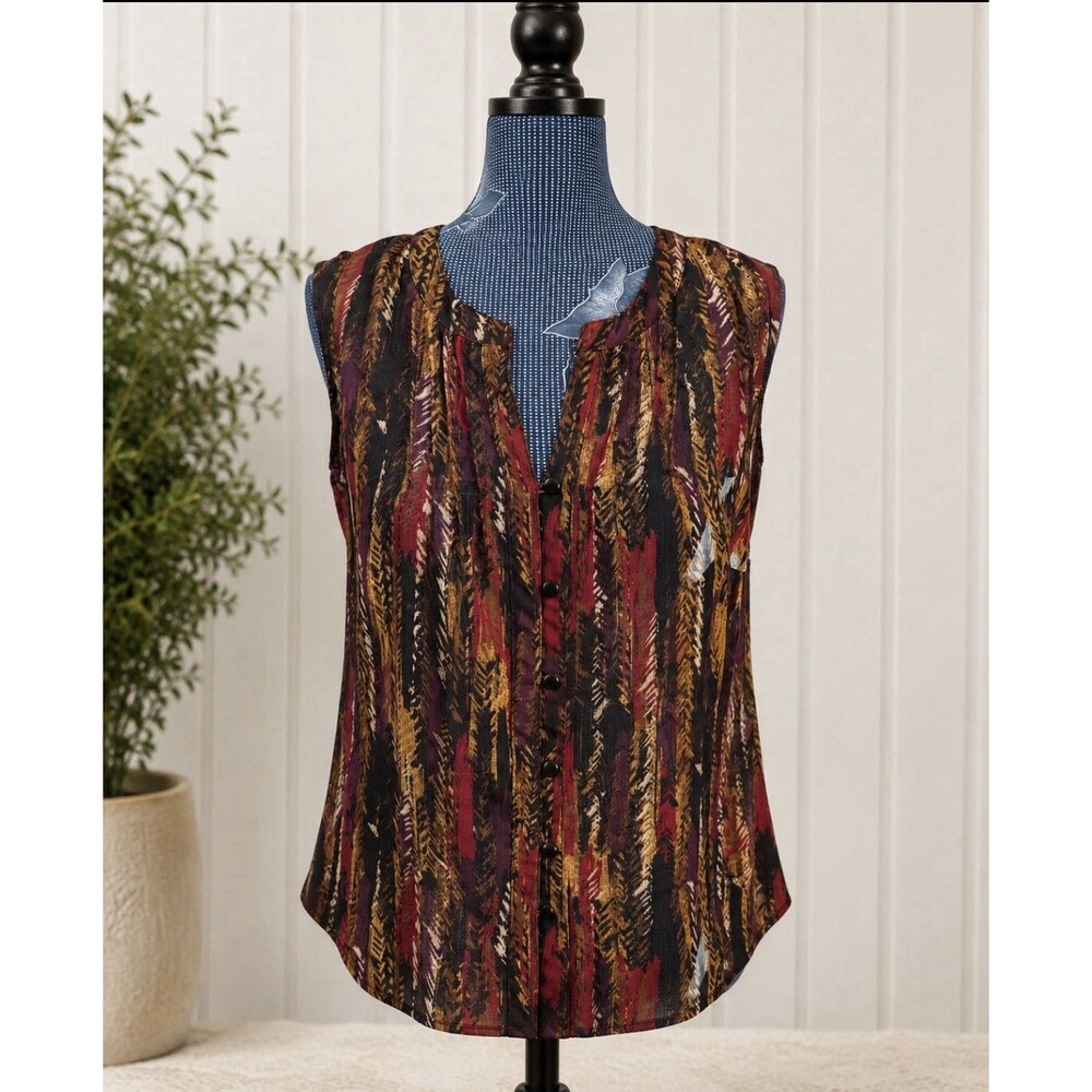 Liz Claiborne Size Petite Medium Women’s Sheer Sleeveless Blouse 36” Bust 24” L